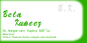 bela kupecz business card